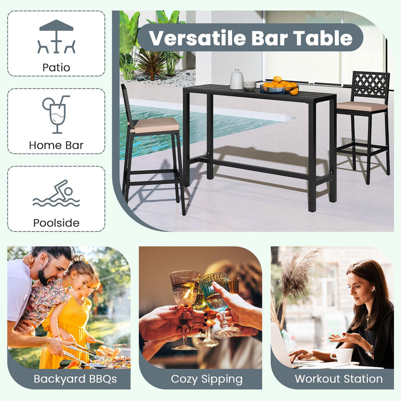Giantex Outdoor Rectangle Bar Table with Counter Height