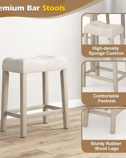 Giantex Dining Table Set for 4, 5-Piece Bar Table Set with 35”x35 Square Table, 18”x11 Padded Stools