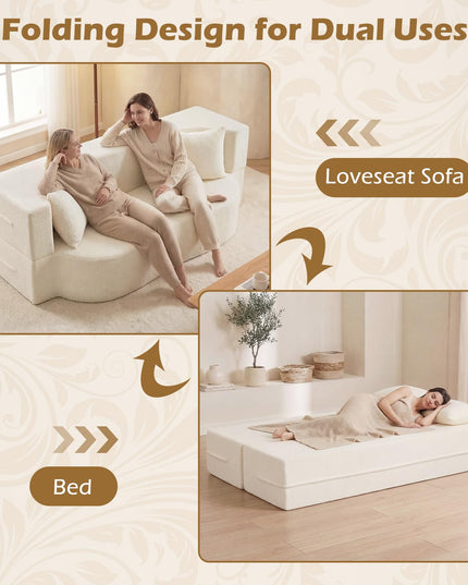 Giantex 75.5" Folding Sofa Bed with 2 Comfortable Pillows