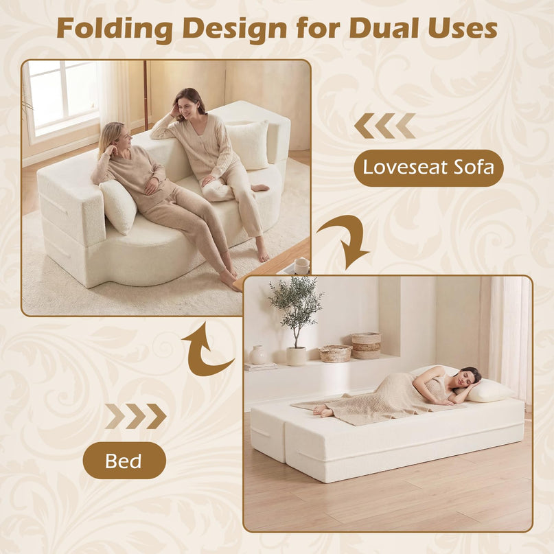 Giantex 75.5" Folding Sofa Bed with 2 Comfortable Pillows