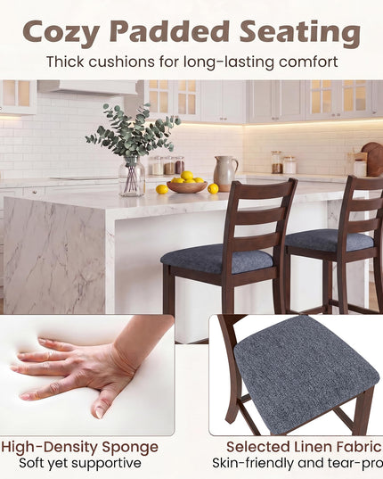 Giantex Counter Height Bar Stools Set of 2/4 w/Backrest Padded Seat