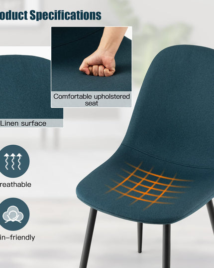 Giantex Modern Dining Chairs Set of 2 or 4 - Classic Comfy Upholstered 17” High Backrest Linen Dining Room Chairs