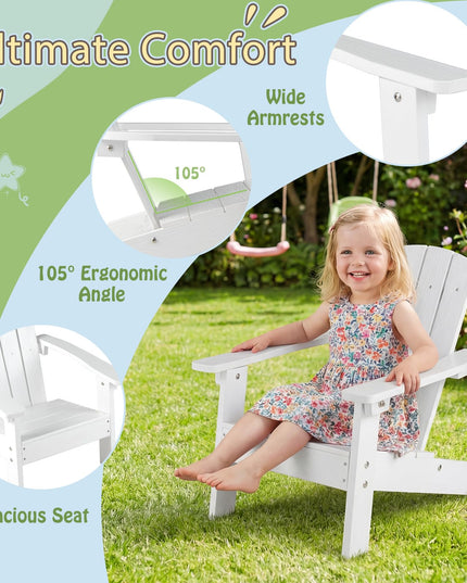 Chaise Adirondack pour enfants Giantex en PEHD – Chaise de jardin toutes saisons pour tout-petits au design ergonomique