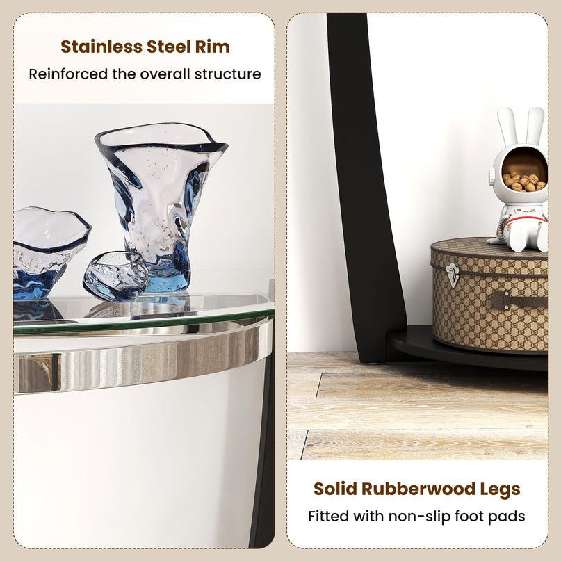 Giantex 2 Tier Glass Console Table for Living Room