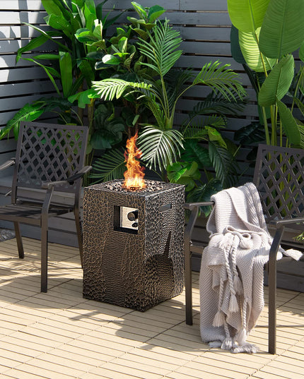 Fire Pit for Outside 16" as Fireplaces, 30,000 BTU Electronic Ignition Square