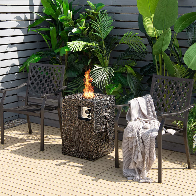 Fire Pit for Outside 16" as Fireplaces, 30,000 BTU Electronic Ignition Square