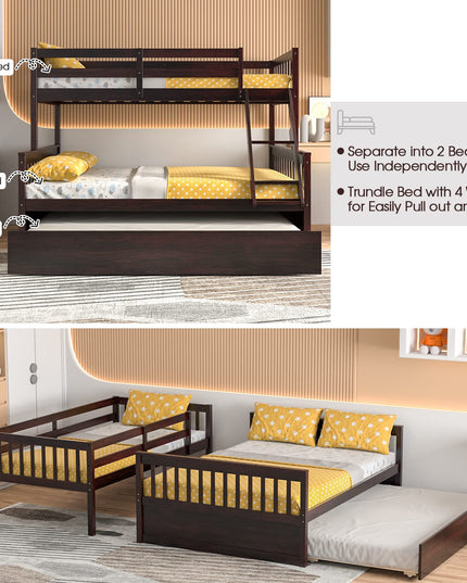 Twin Over Full Bunk Bed with Trundle - Giantex