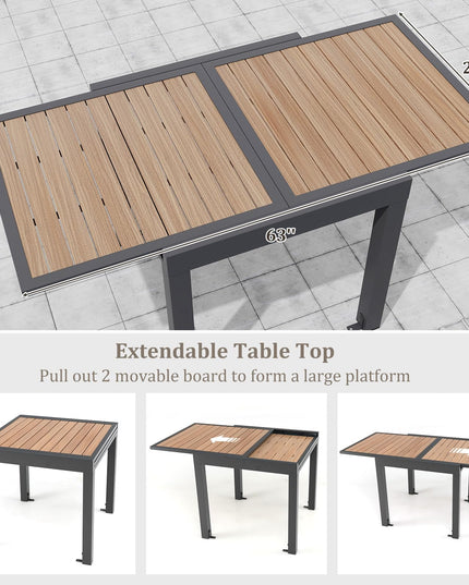 Giantex 31.5"-63" Expandable Patio Dining Table