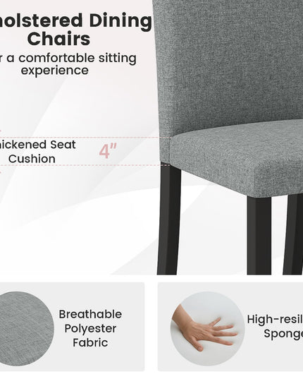 Giantex Upholstered Dining Chairs Set of 2/4 w/Rubber Wood Legs