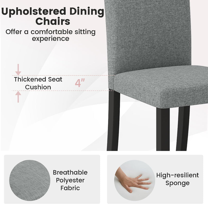 Giantex Upholstered Dining Chairs Set of 2/4 w/Rubber Wood Legs