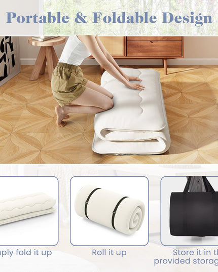 Giantex Japanese Floor Mattress Futon Mattress, Roll Up Mattress Tatami Mat with Washable Cover and Carry Bag
