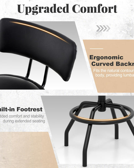 Giantex Swivel Bar Stools Set of 1/2/3/4, 24.5"-29" Height Adjustable Counter Height Chairs w/Back