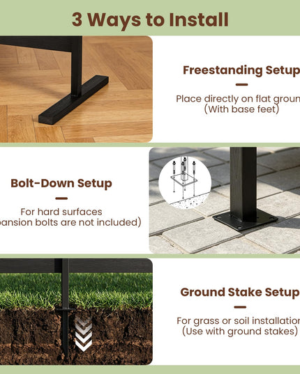 Giantex 37"W x 61"H Outdoor Privacy Fence Screen with Ground Stakes & Base Feet (1/2)