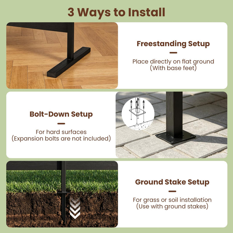 Giantex 37"W x 61"H Outdoor Privacy Fence Screen with Ground Stakes & Base Feet (1/2)