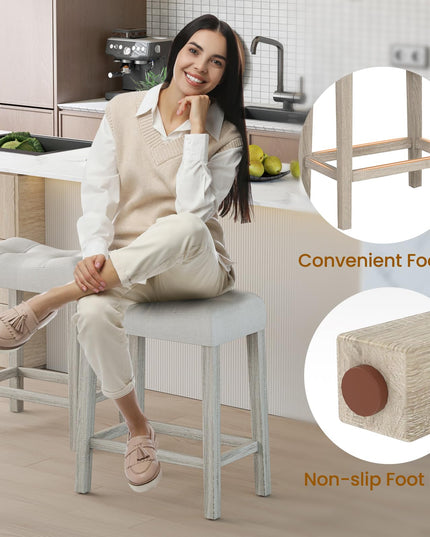Giantex 24" Bar Stools Set of 4, Upholstered Counter Height Saddle Bar Stools