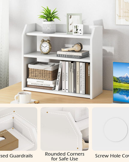 Mini étagère de bureau à 3 niveaux en bois Giantex avec garde-corps surélevés (1/2)
