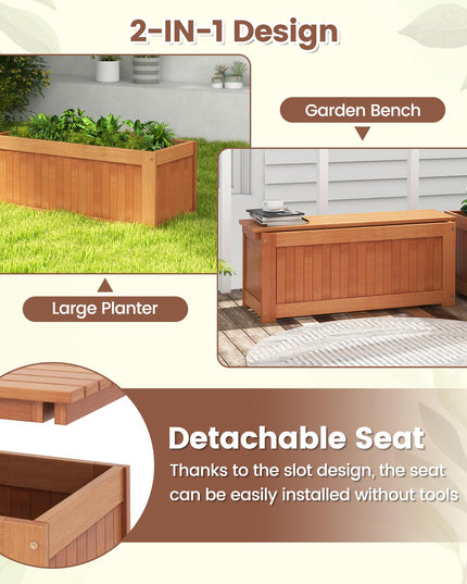 Giantex 3-in-1 Outdoor Bench with Large Raised Beds & 2 Planter Boxes