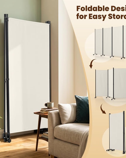 Giantex 4-Panel Folding Room Divider with Wheels( 137'' x 71'')
