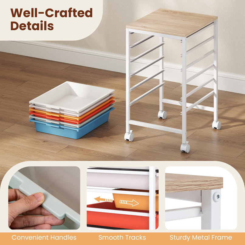 Giantex Rolling Storage Cart with 6 Drawers Utility Cart（22.5"H）