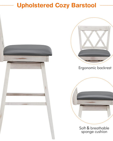 Giantex Bar Stool with Foot Rest Upholstered Cushion & Ergonomic Backrest
