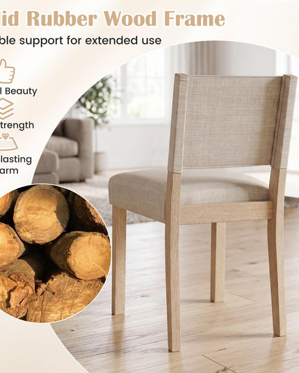 Set of 2/4 Upholstered Dining Chairs with Linen Fabric Seat