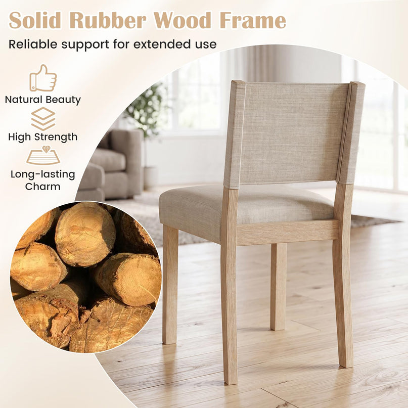 Set of 2/4 Upholstered Dining Chairs with Linen Fabric Seat