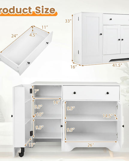 GIANTEX 41.5" Sideboard Buffet Cabinet with Storage
