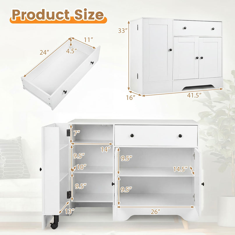 GIANTEX 41.5" Sideboard Buffet Cabinet with Storage