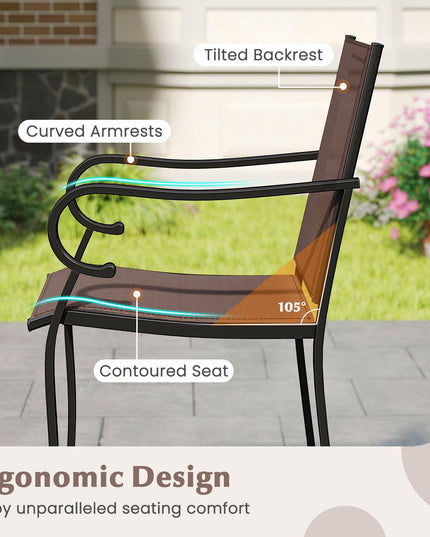 Giantex Counter Height Tall Patio Chairs with Breathable Mesh Fabric Metal Fram