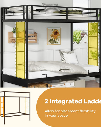 Giantex Twin Over Futon Bunk Bed, Metal Bunk Bed with Futon