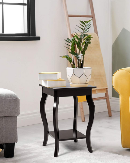16" End Table W/Storage & Shelf Curved Legs Home Furniture for Living Room