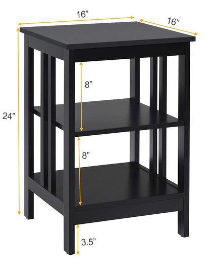 Giantex Nightstand 3-Tier Sofa Side Table W/Reinforced Bars and Stable Structure