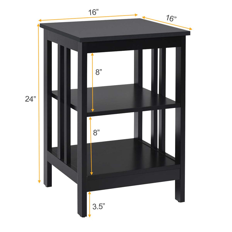 Giantex Nightstand 3-Tier Sofa Side Table W/Reinforced Bars and Stable Structure