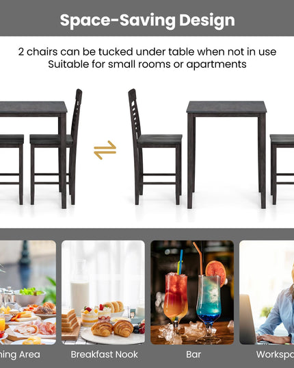 Giantex Counter-Height Square Kitchen Table and 4 Chairs Set with Rubber Wood Frame