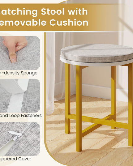 Makeup Vanity Desk with Lighted Mirror & Charging Station