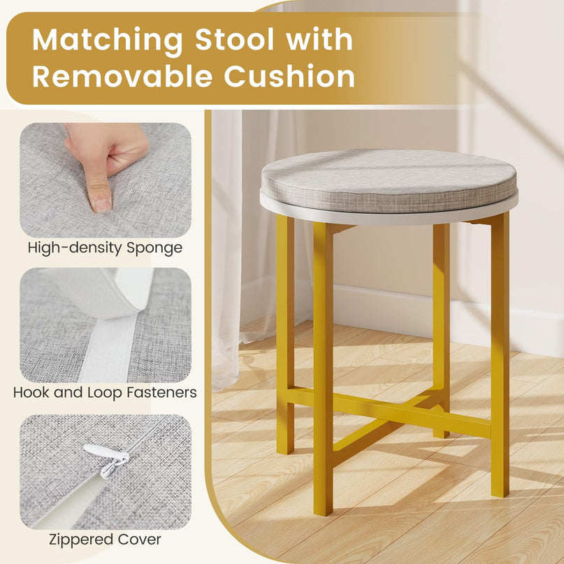 Makeup Vanity Desk with Lighted Mirror & Charging Station