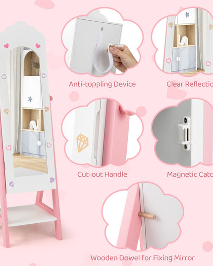 CHARMAID Kids Jewelry Organizer with Full Length Mirror