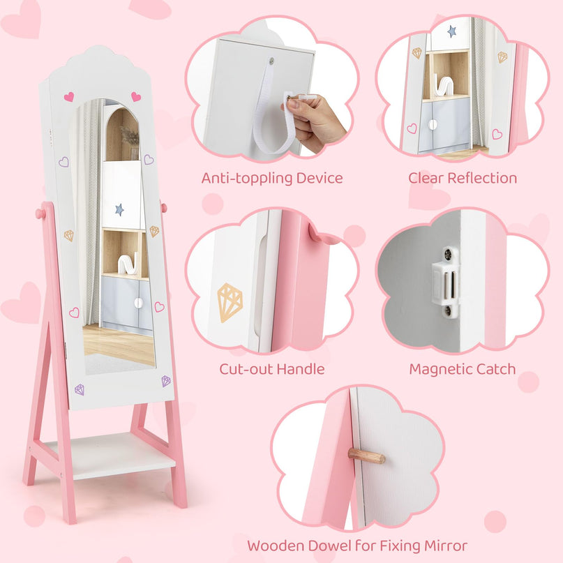 CHARMAID Kids Jewelry Organizer with Full Length Mirror