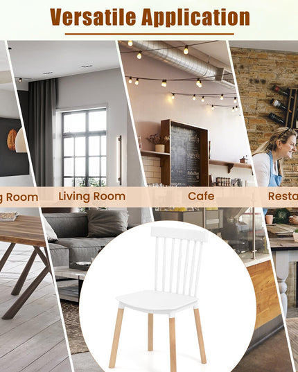 Giantex Set of 4 Windsor Dining Chairs White, Modern Kitchen Chairs w/Spindle Backs & Curved Seats