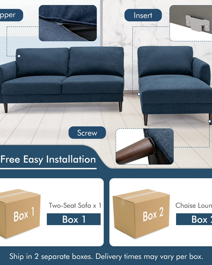 Giantex Sectional Sofa Couch Set, 3-Seat Sofa
