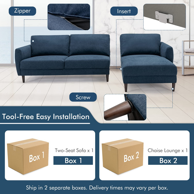 Giantex Sectional Sofa Couch Set, 3-Seat Sofa