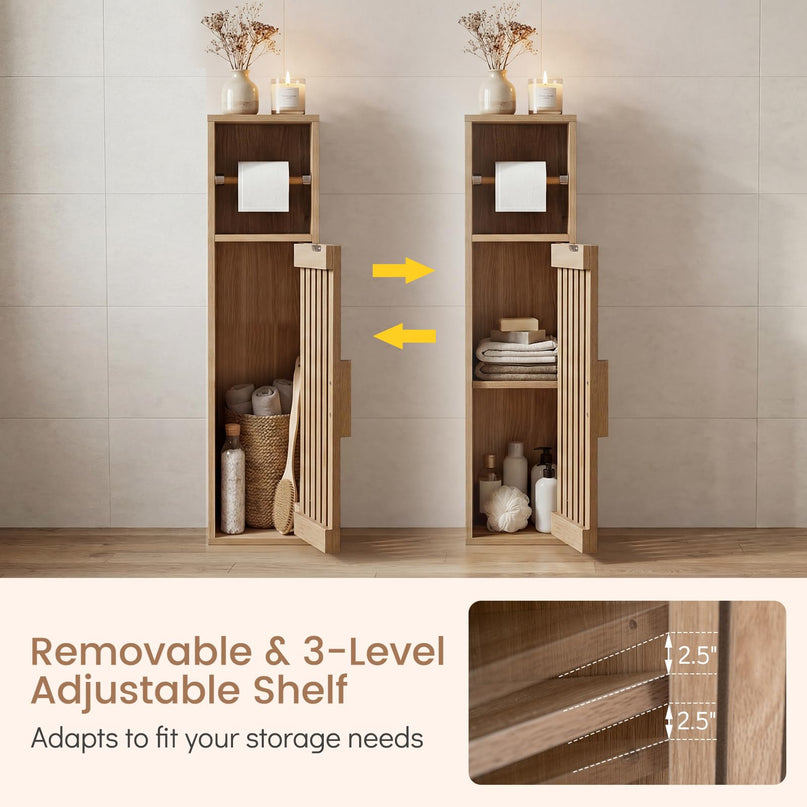 Giantex Slim Bathroom Cabinets Freestanding Toilet Paper Holder Stand