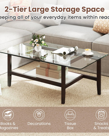 Giantex 42 Inch Glass Coffee Table