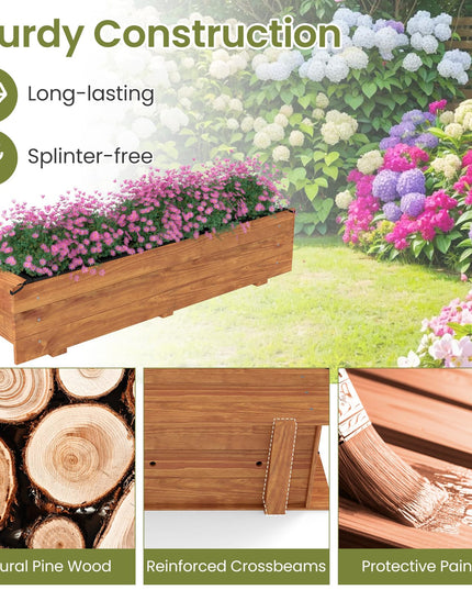 Giantex Wood Raised Garden BedRectangular Planter Box w/Drainage Hole