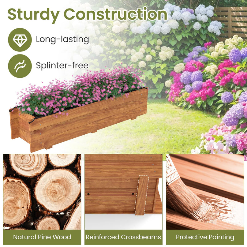 Giantex Wood Raised Garden BedRectangular Planter Box w/Drainage Hole