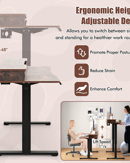Giantex Electric Standing Desk with 2 Drawers, 63" x 24"