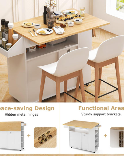 Giantex Rolling Kitchen Island Cart w/Drop Leaf