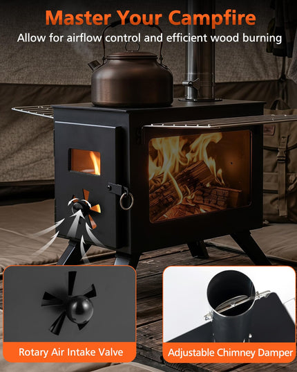 GIANTEX Hot Tent Stove | 8.4 ft Wood Burning Stove with Ash Tray