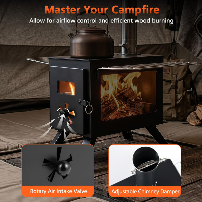 GIANTEX Hot Tent Stove | 8.4 ft Wood Burning Stove with Ash Tray