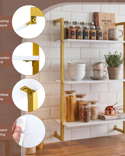 Giantex 3-Tier Wall-Mounted Bookshelf with Metal Frame (1/2)